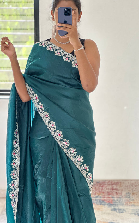 Floral Handwork Crush Tissue Saree