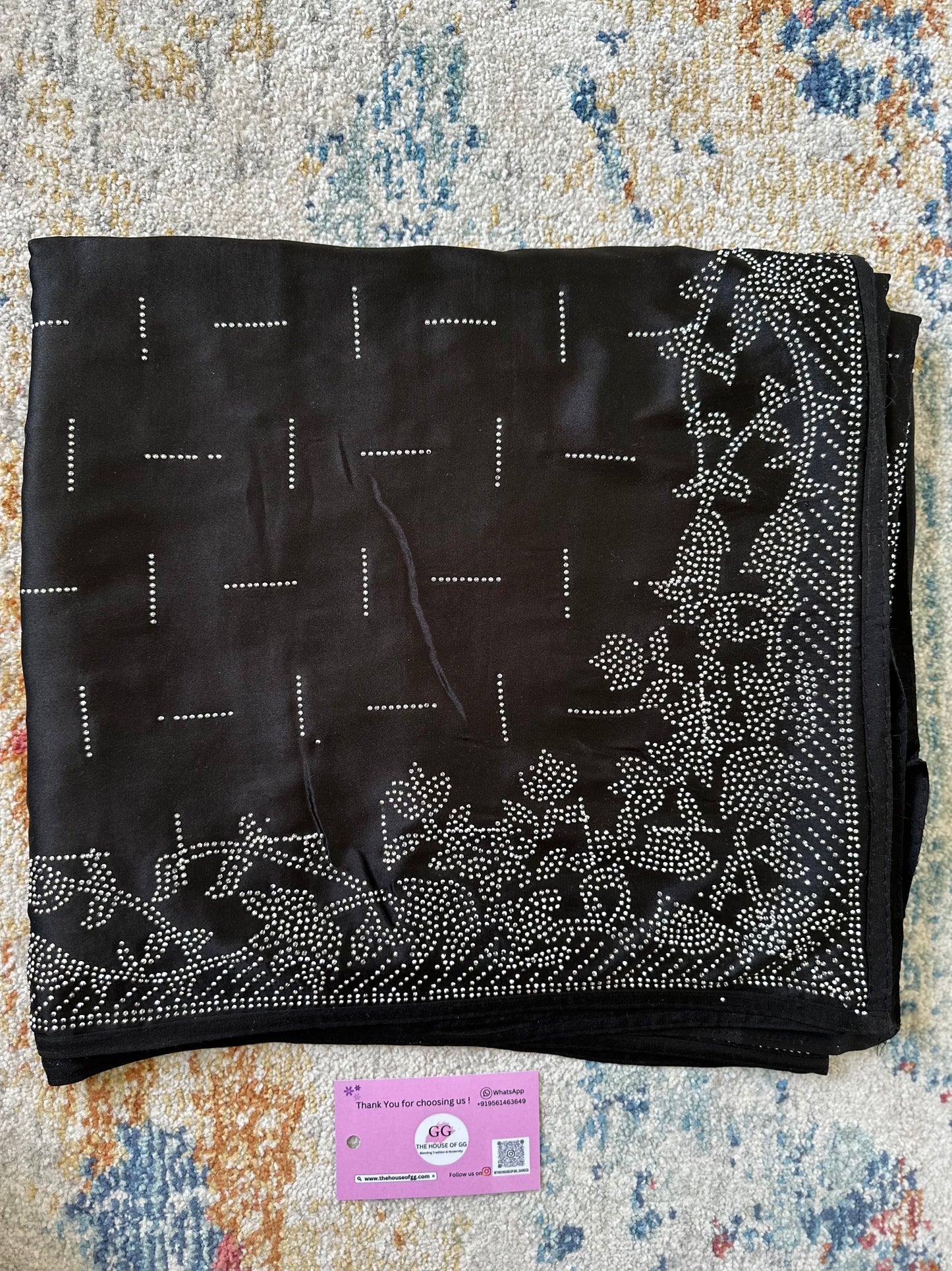 Black Zarkan Satin Saree