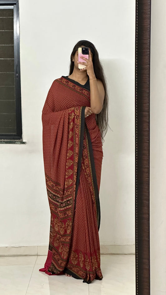 Red Malbari Silk Saree