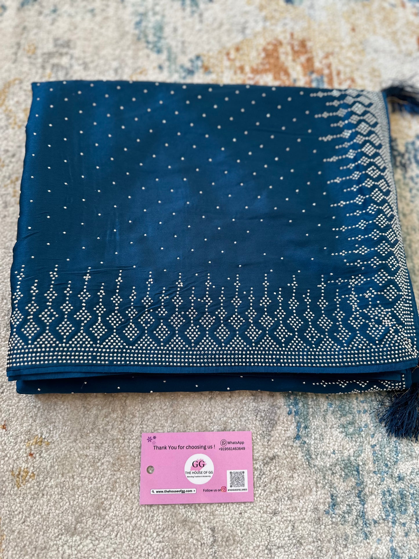 Blue Zarkan Satin Saree