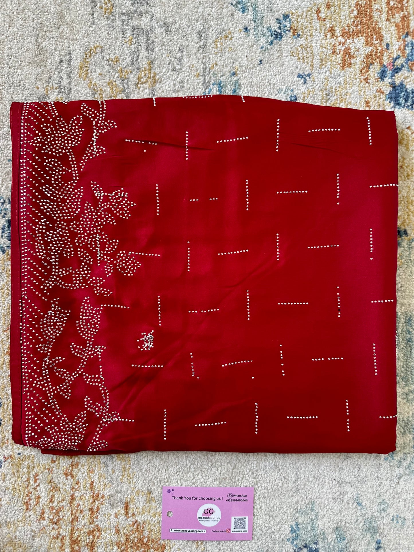 Red Zarkan Satin Saree