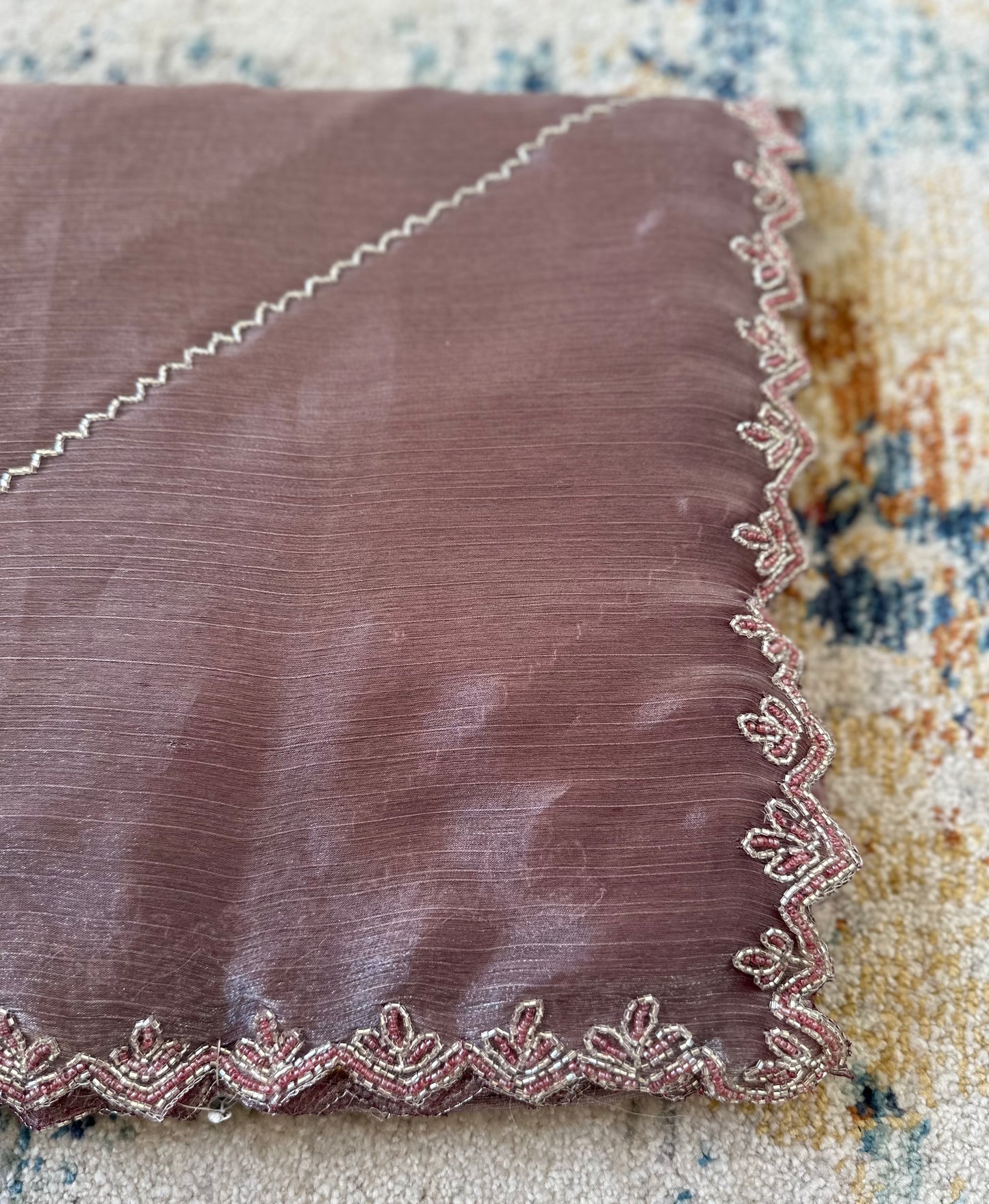 Onion Pink Embellished Tissue Saree