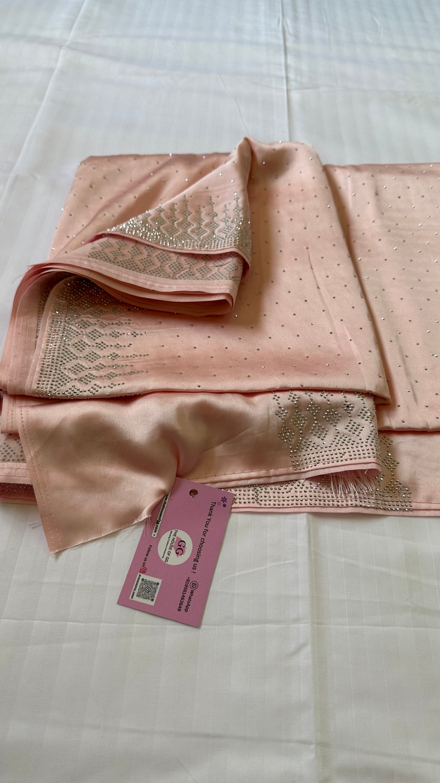 Light Pink Zarkan Satin Saree