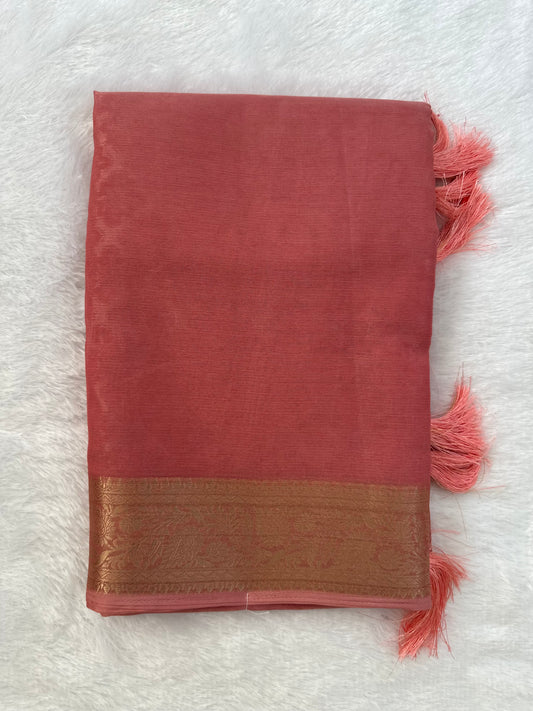 Pink Semi Tissue Saree