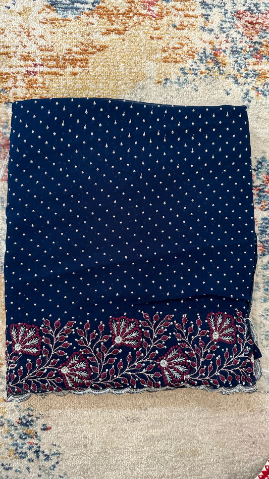 Georgette Glitter Embroidered Saree