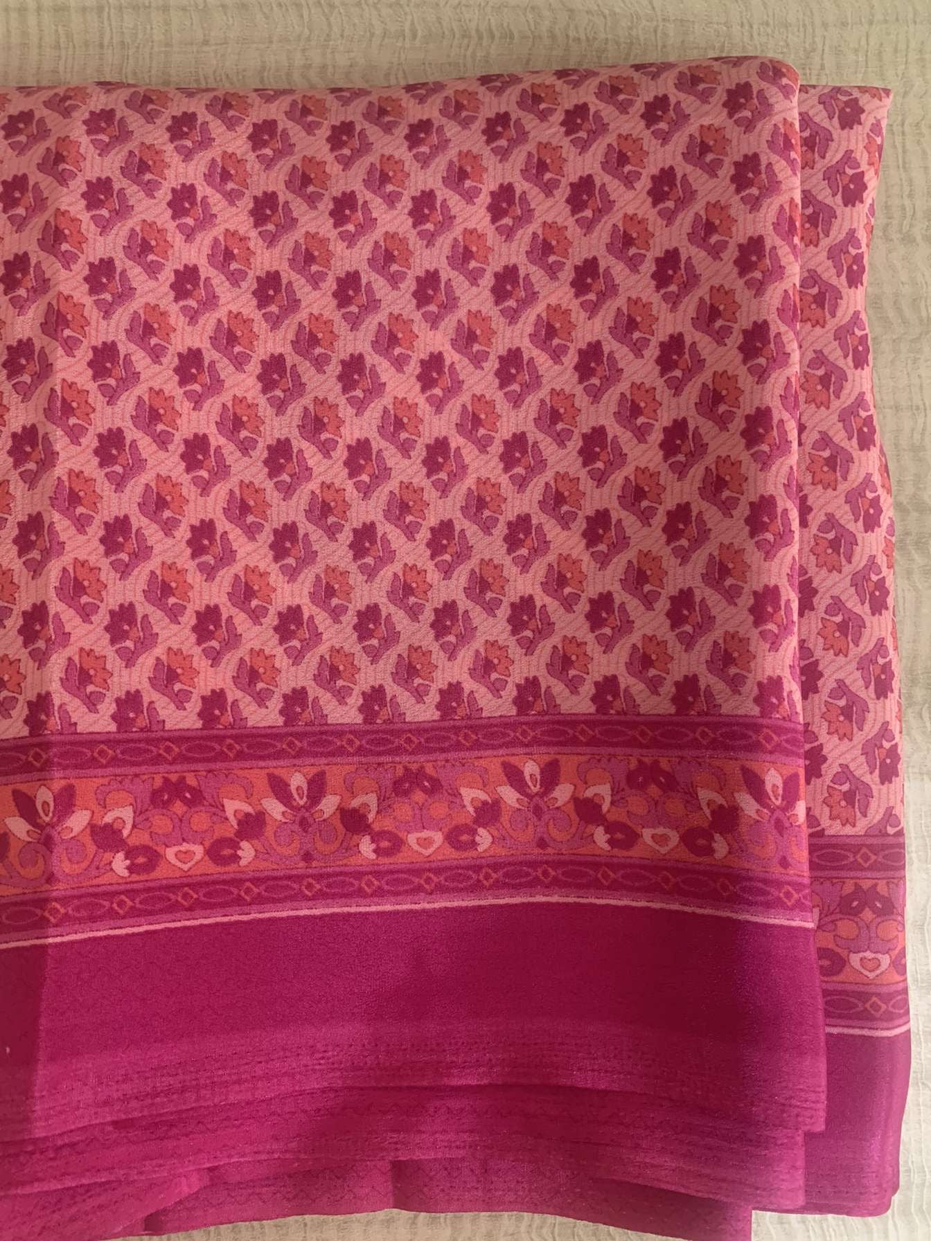 Uniform Printed Crepe Saree