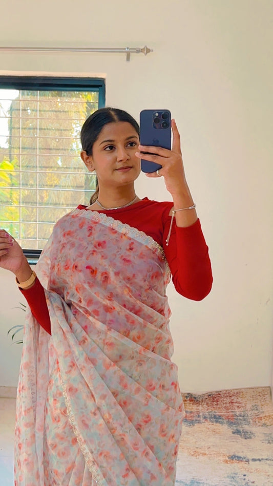 Organza Floral Saree