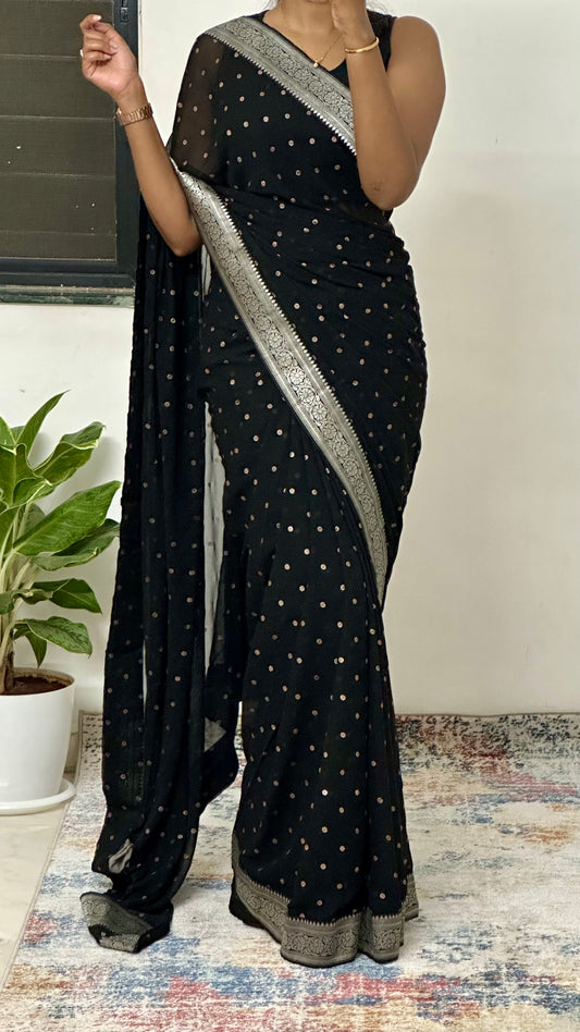Georgette Saree Black