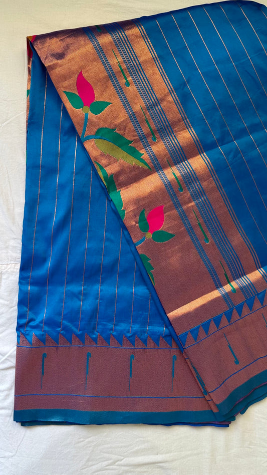Blue Muniya Paithani Saree