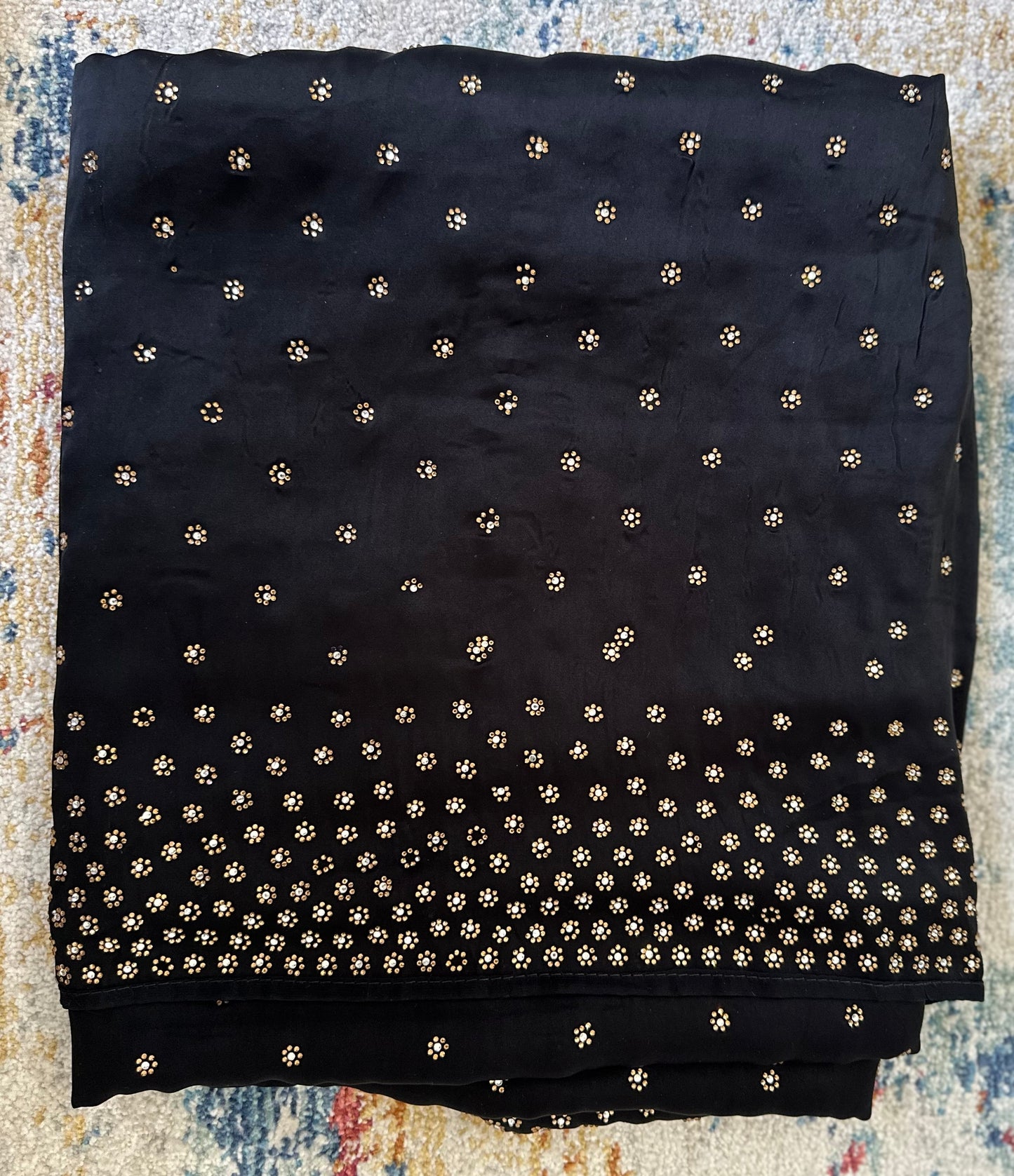Embellished Black Satin Saree