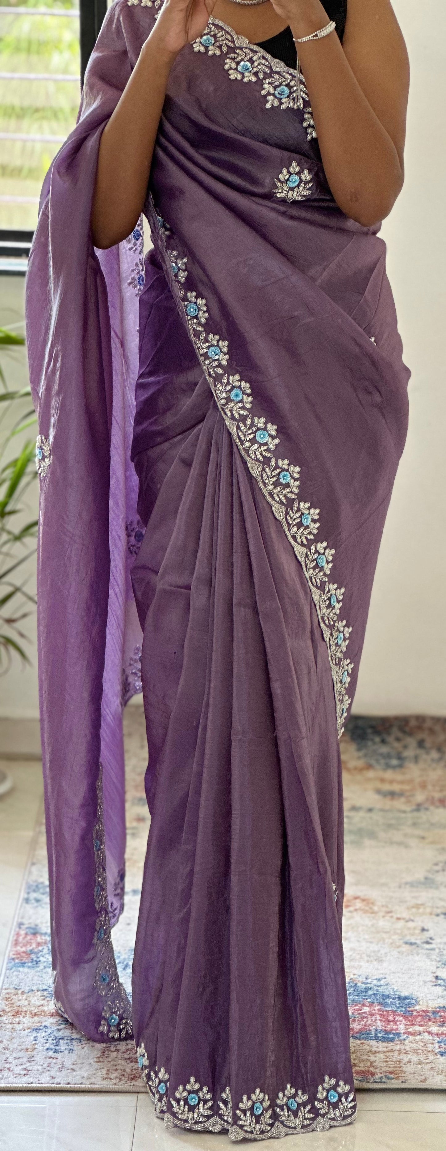 Floral Handwork Crush Tissue Saree