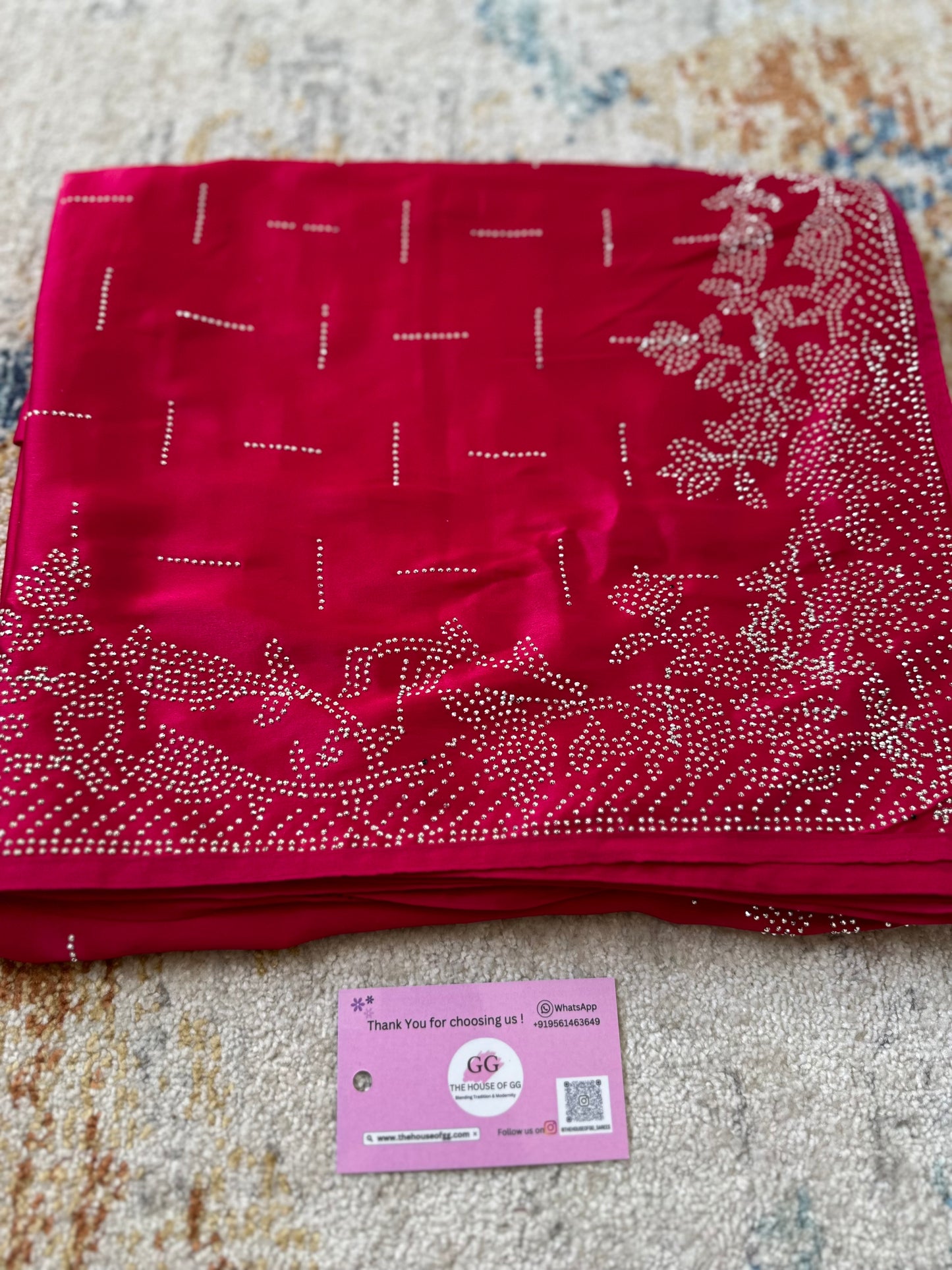 Hot Pink Zarkan Satin Saree