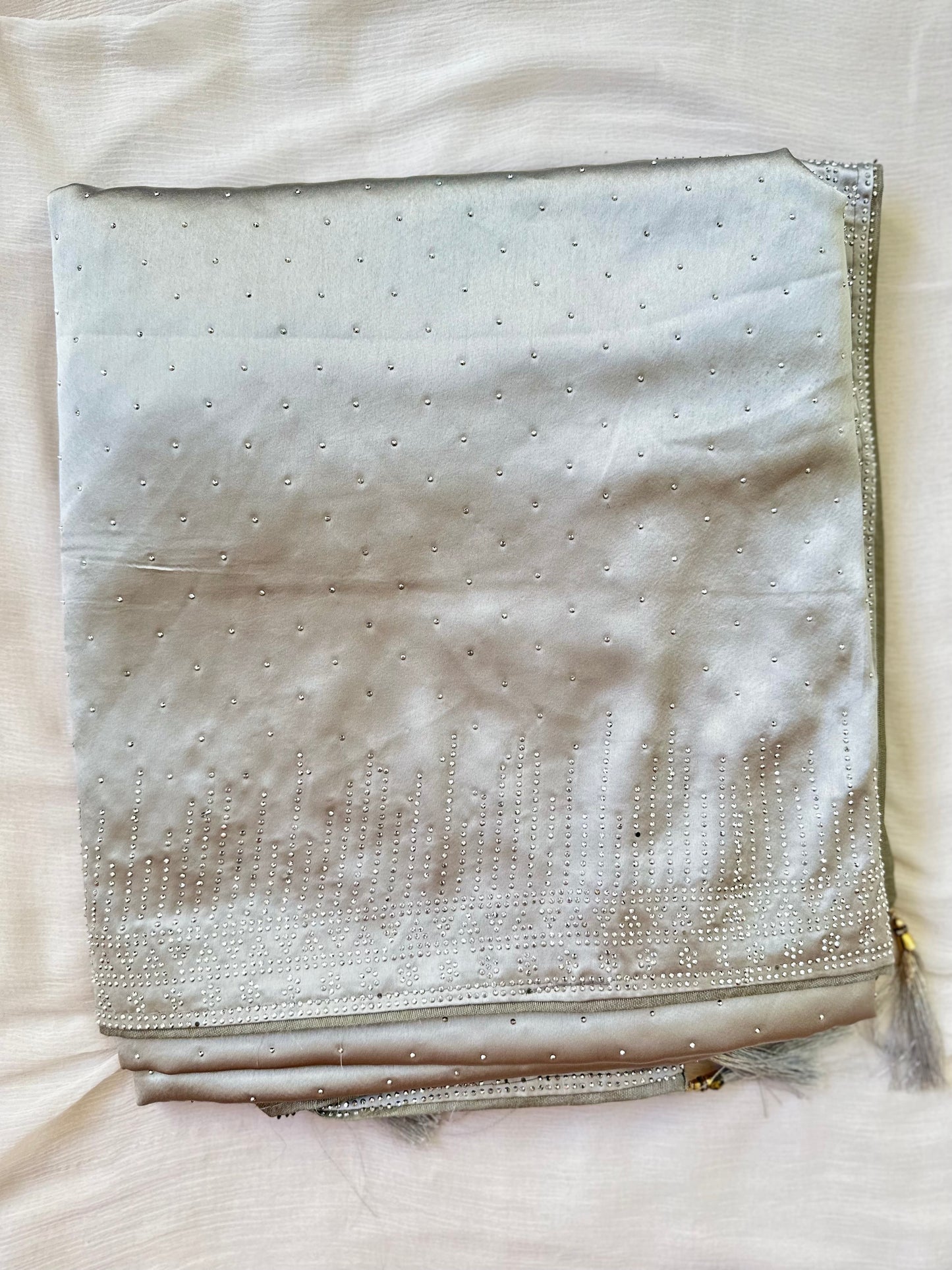 Grey Zarkan Satin Saree