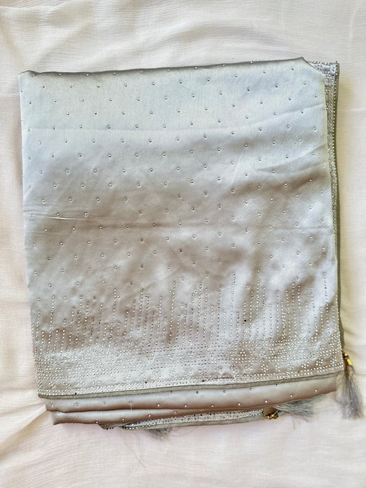 Grey Zarkan Satin Saree