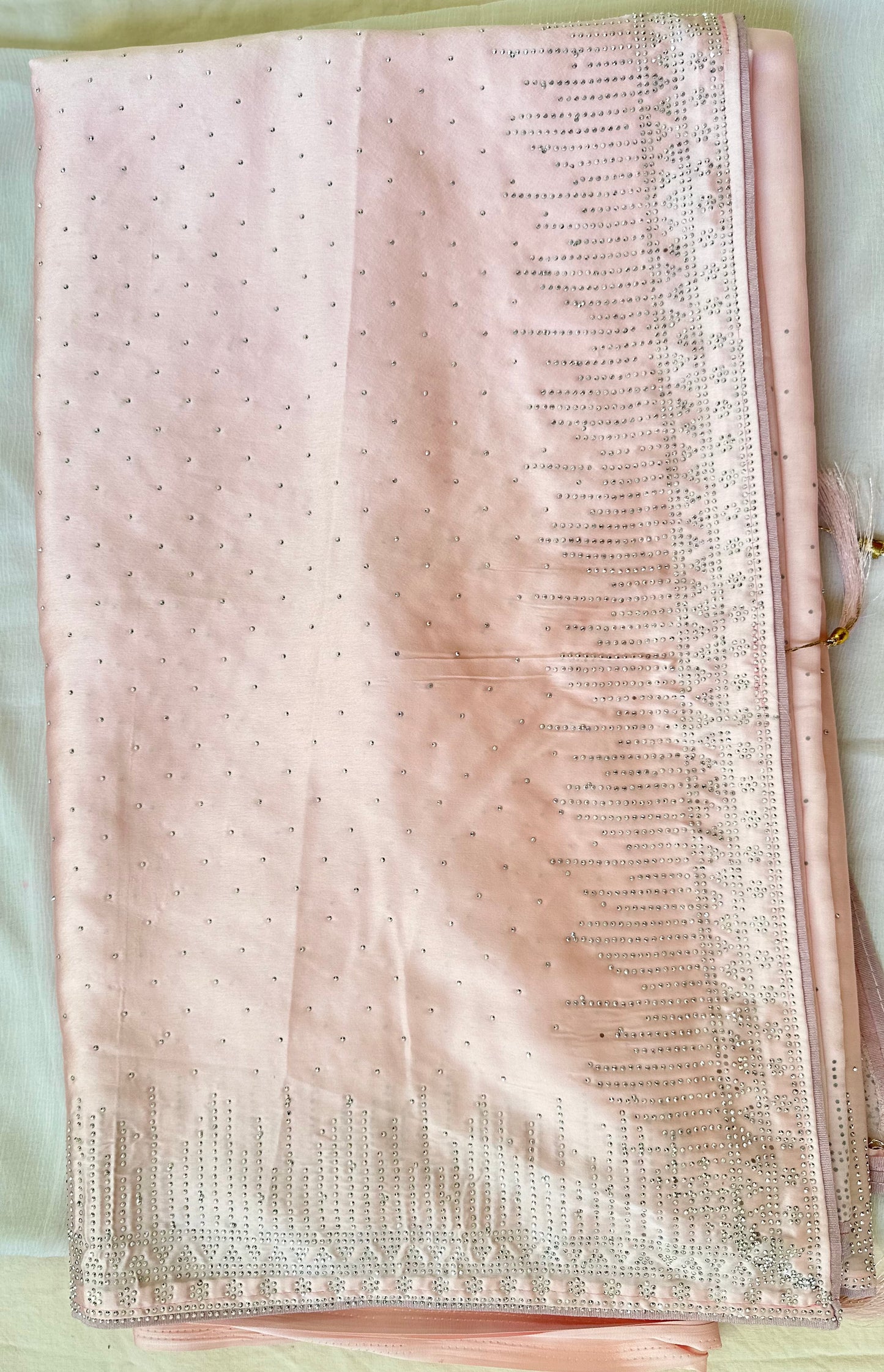 Apricot Pink Zarkan Satin Saree