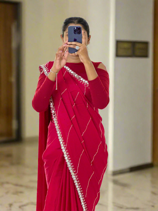 Cutdana Handwork Georgette Saree