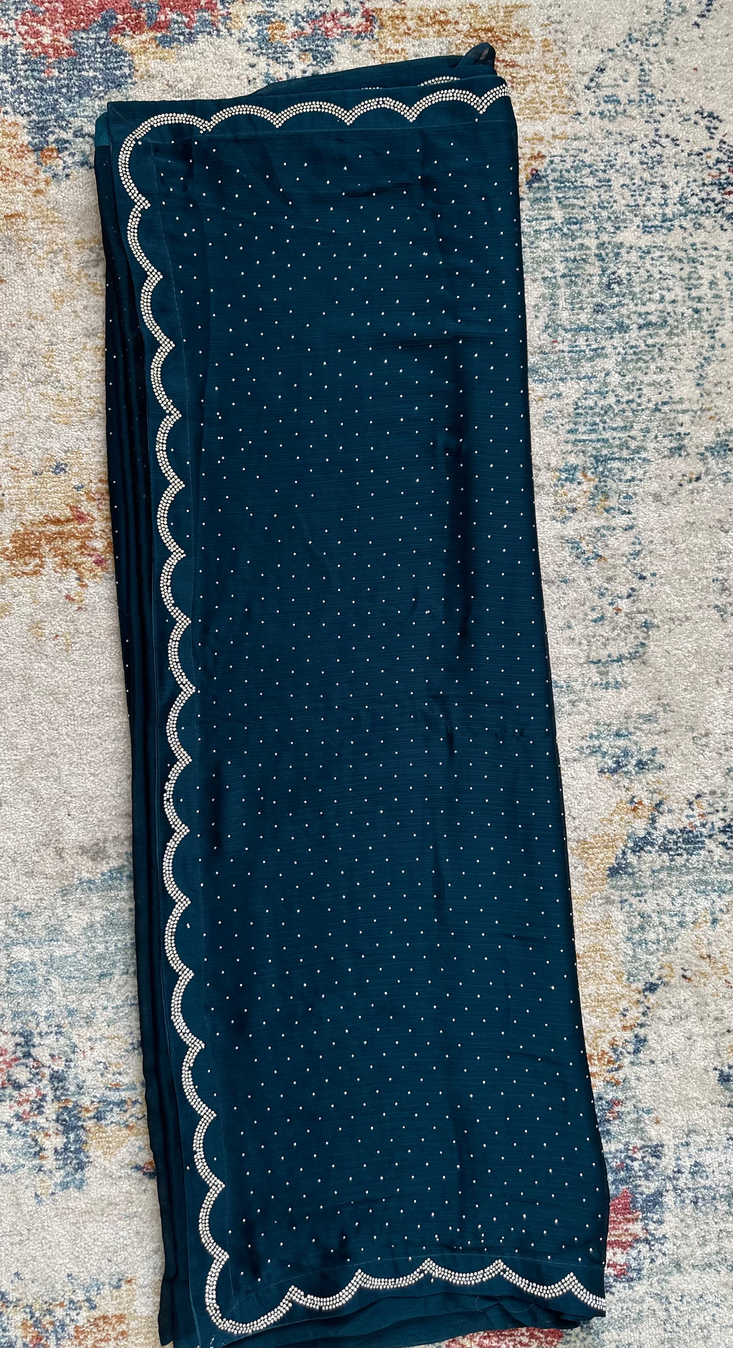 Zarkan work Royal Blue Saree