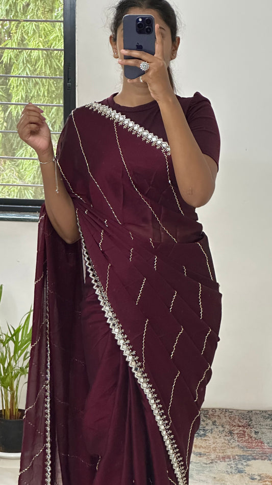 Cutdana Handwork Georgette Saree