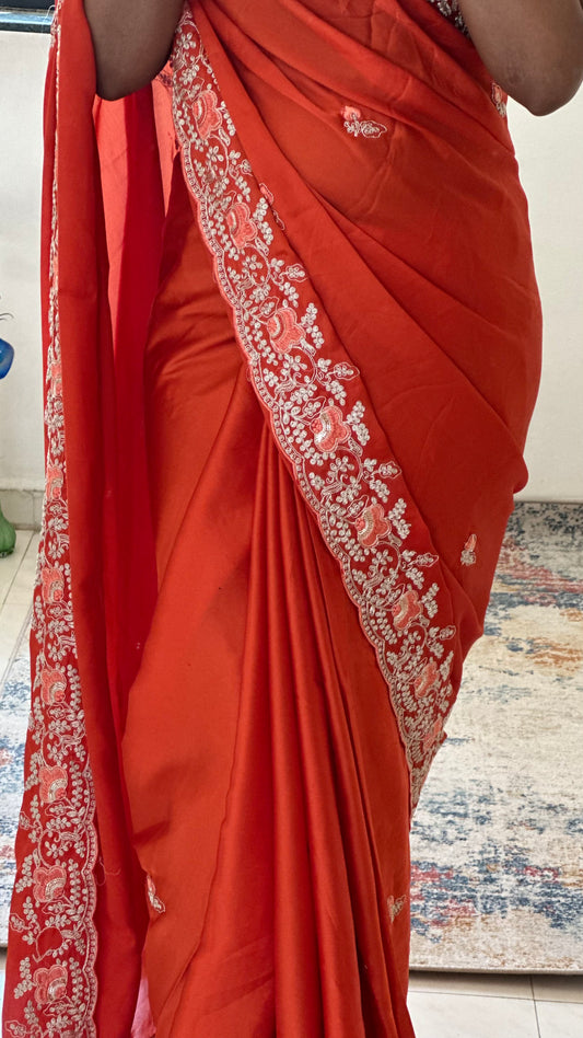 Orange Party Wear Saree