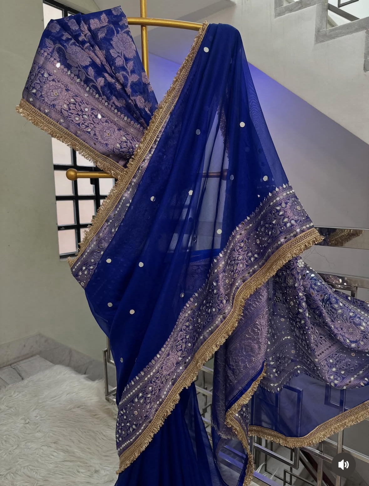 Blue Designer Banarasi Tissue Saree