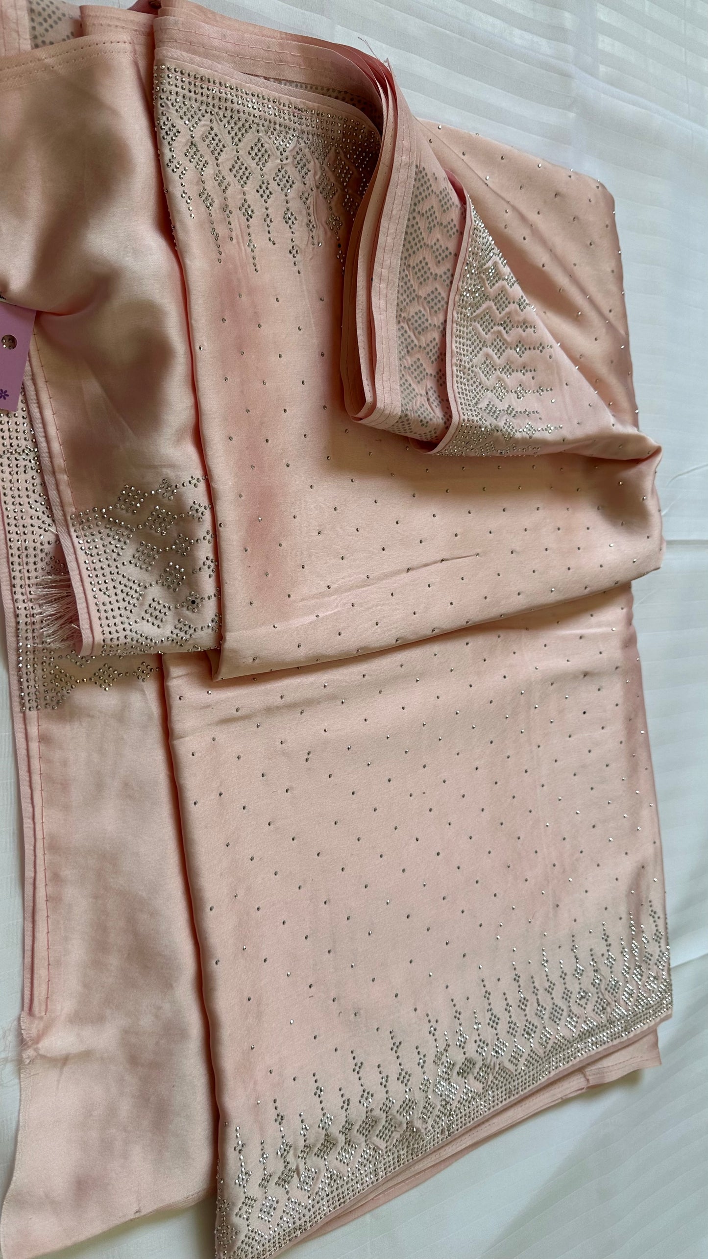 Light Pink Zarkan Satin Saree