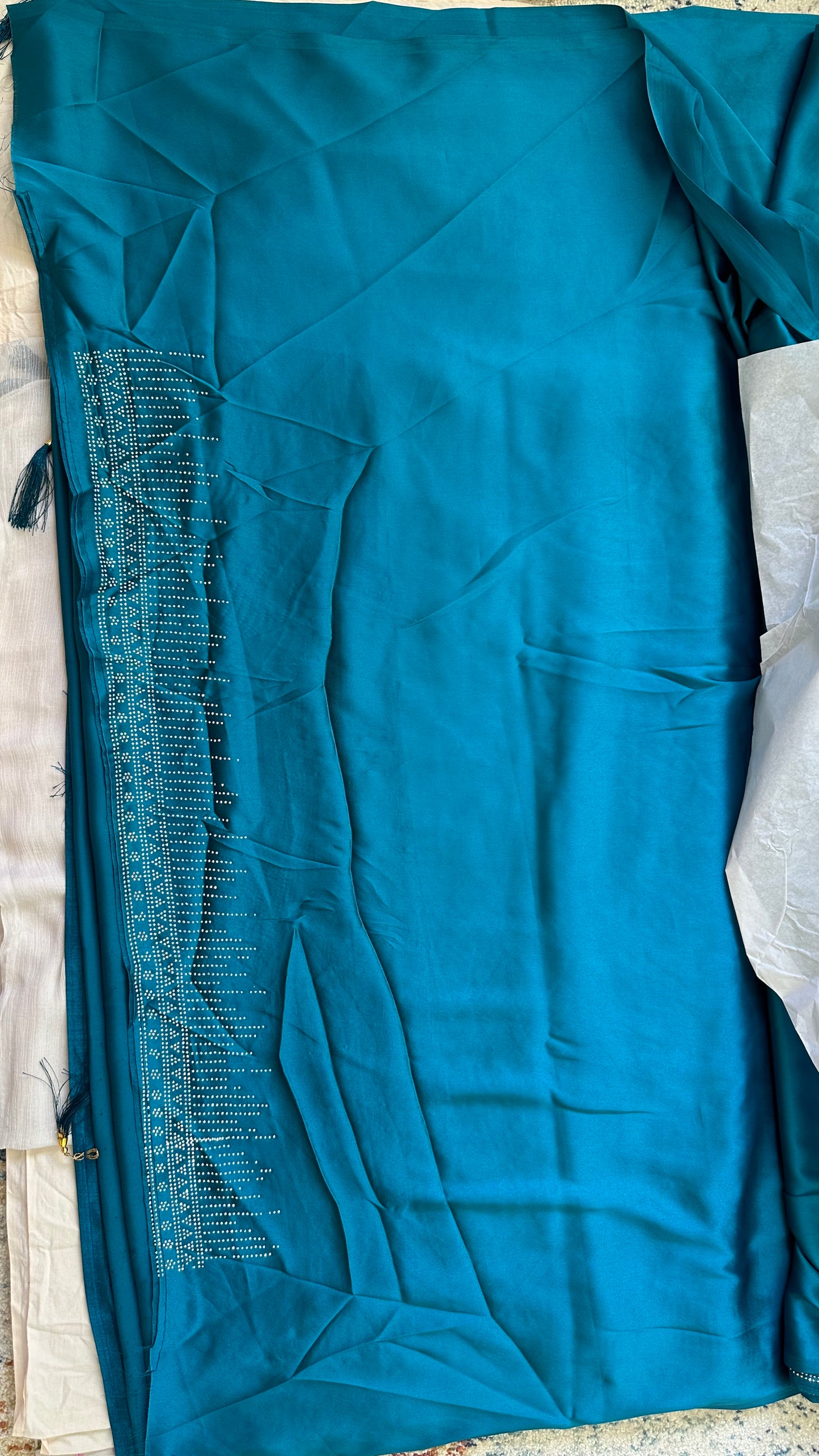 Blue Zarkan Satin Saree