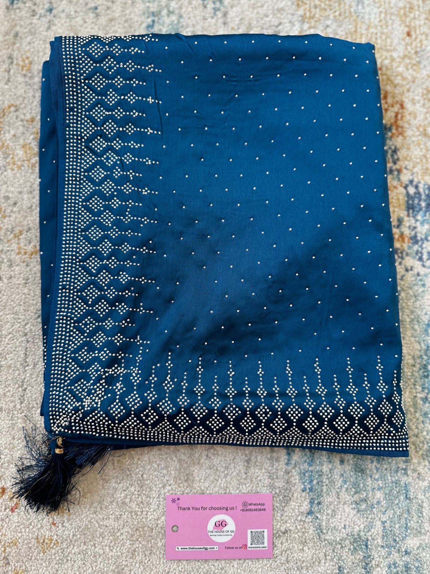 Blue Zarkan Satin Saree