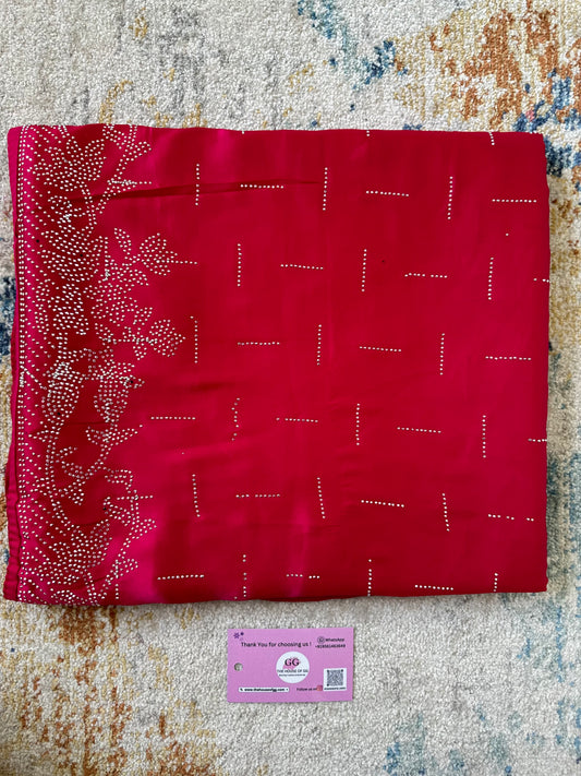 Hot Pink Zarkan Satin Saree