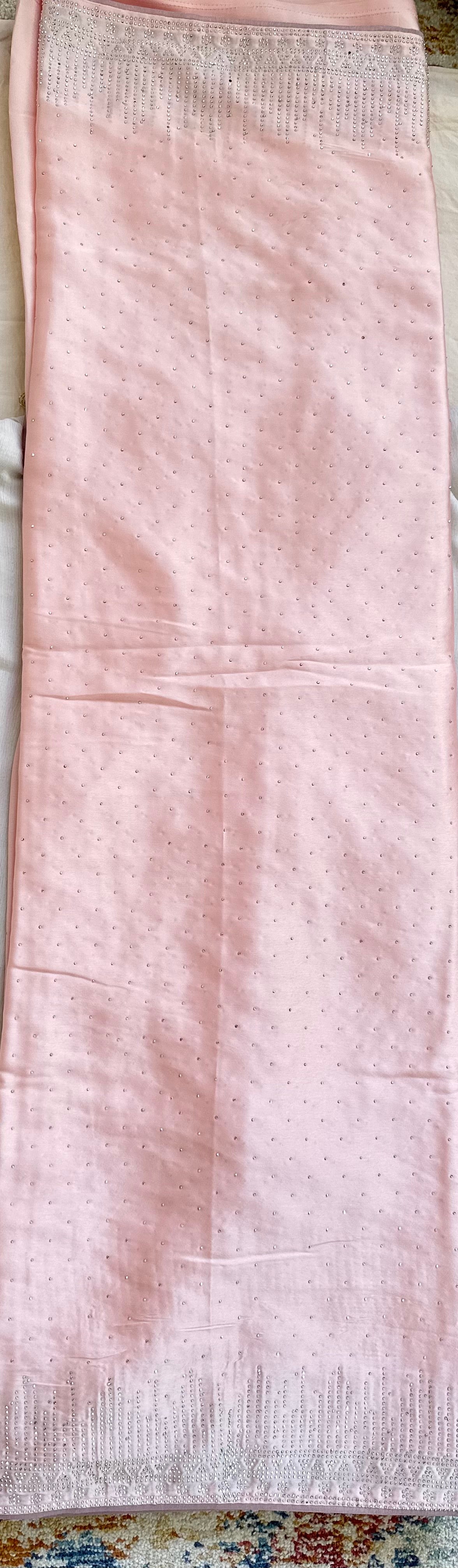 Apricot Pink Zarkan Satin Saree