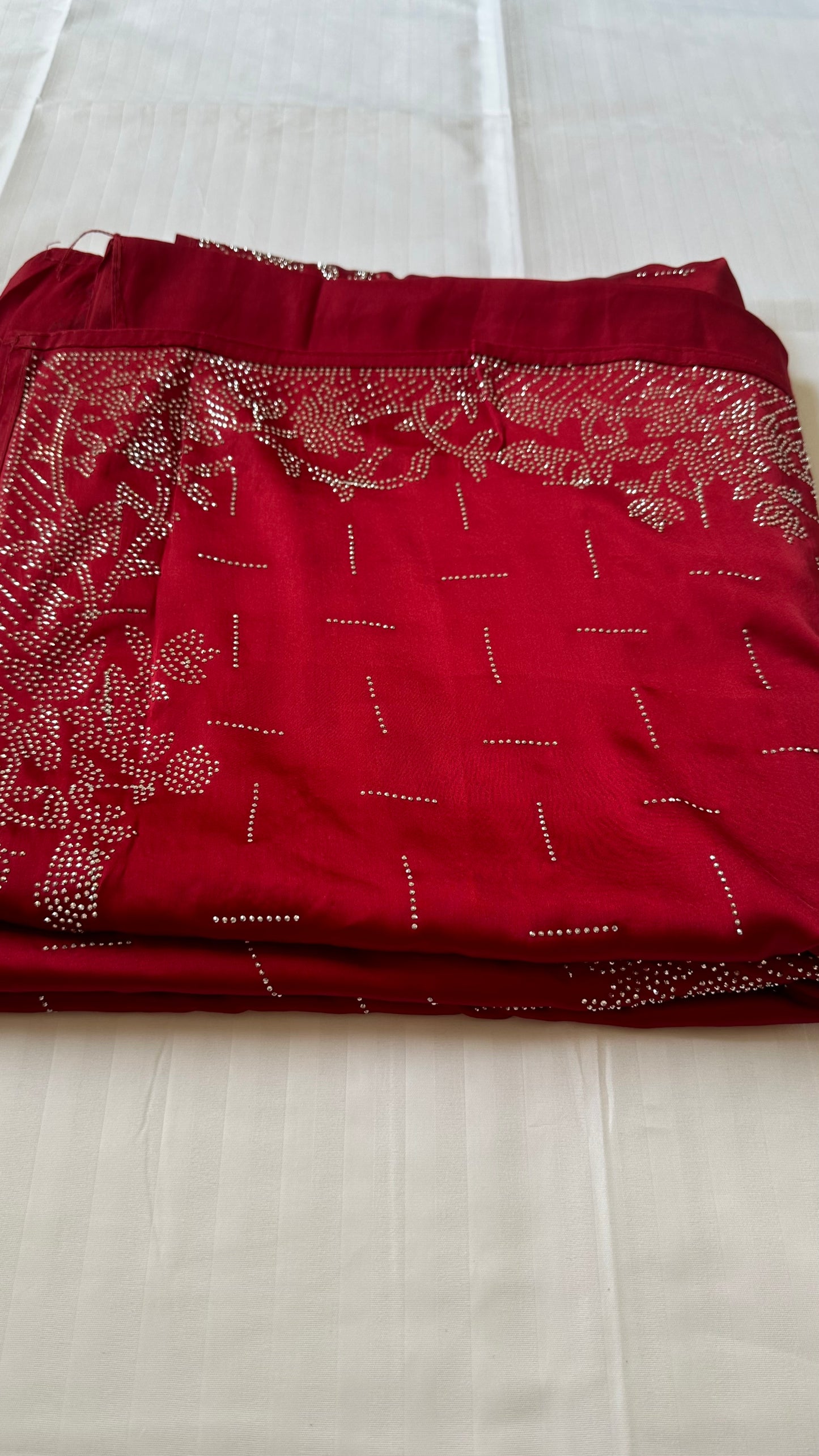 Red Zarkan Satin Saree
