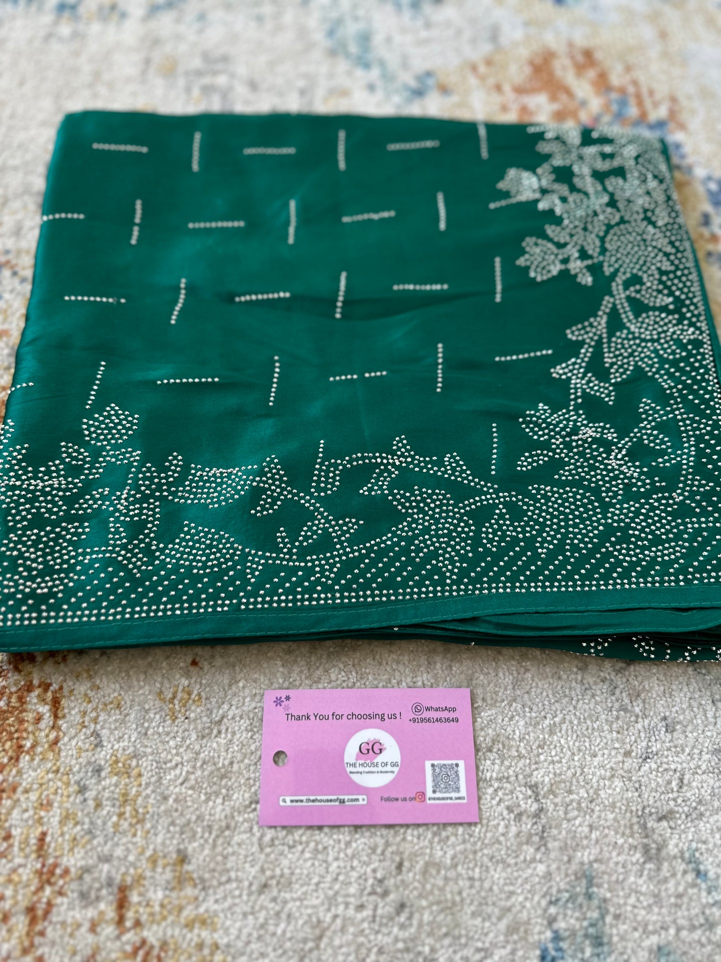 Peacock Green Zarkan Satin Saree