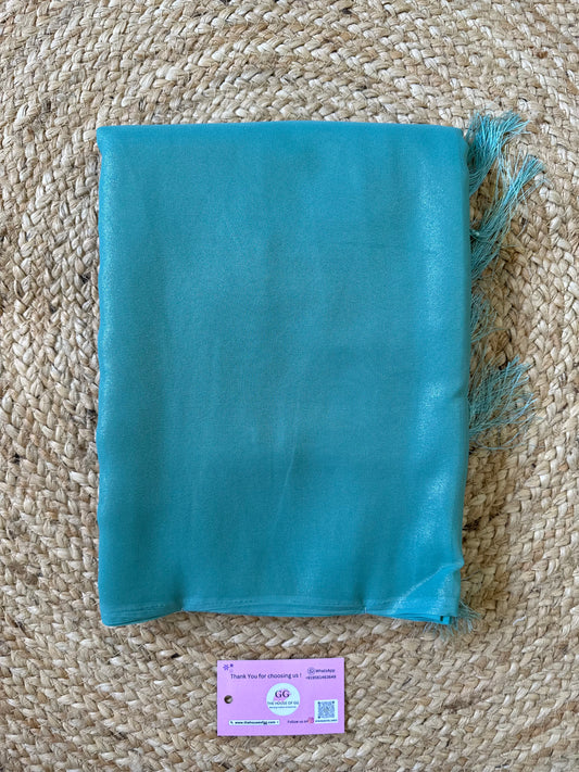 Sky Blue Plain Shimmer Saree