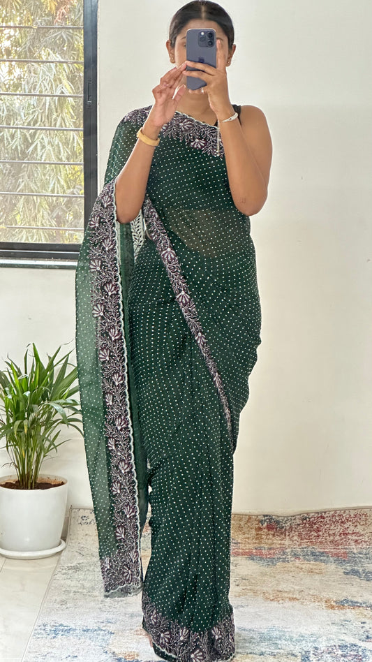 Georgette Glitter Embroidered Saree