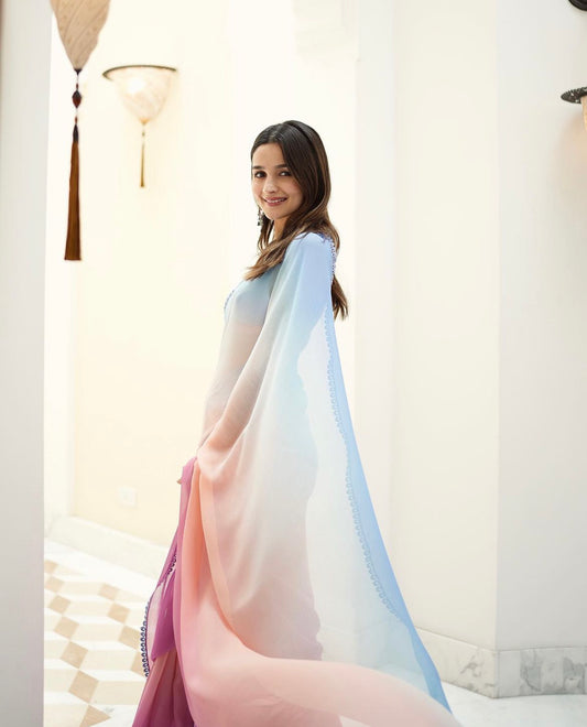Alia Bhat Inspired Multicolour Saree