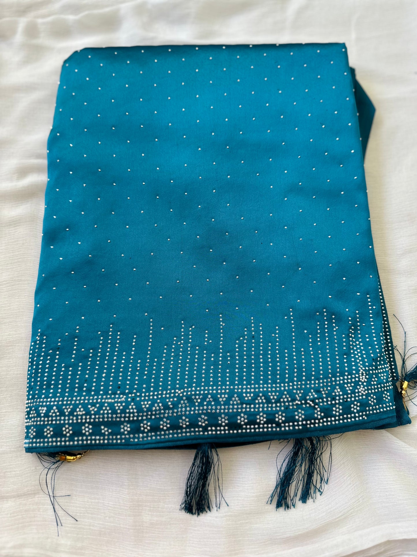 Blue Zarkan Satin Saree