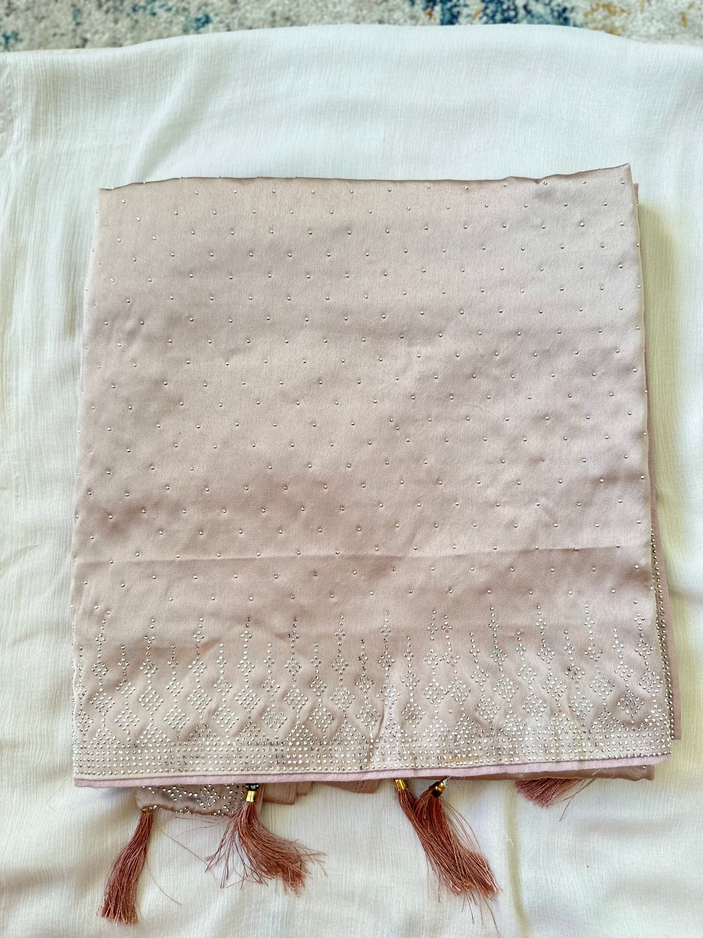 Light Mauve Zarkan Satin Saree