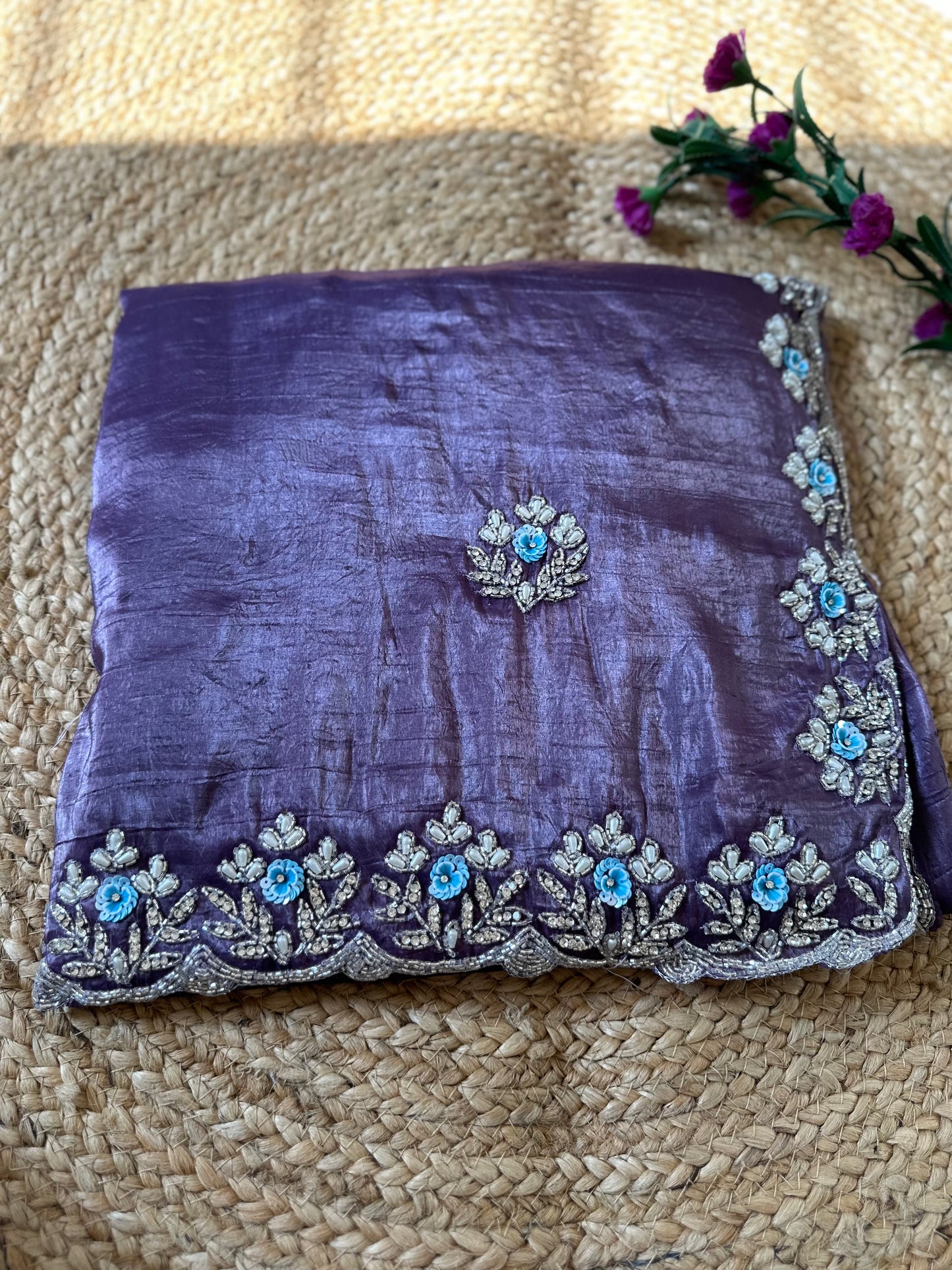 Floral Handwork Crush Tissue Saree