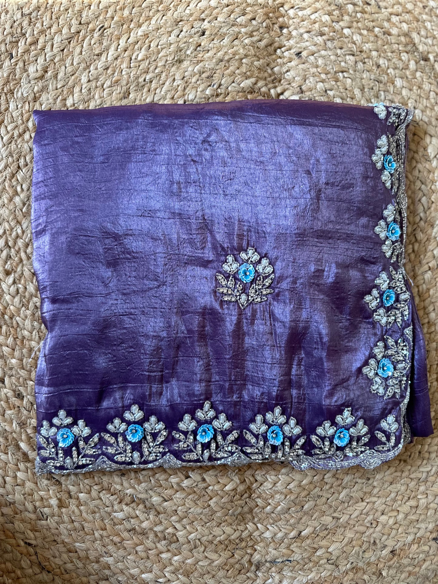 Floral Handwork Crush Tissue Saree