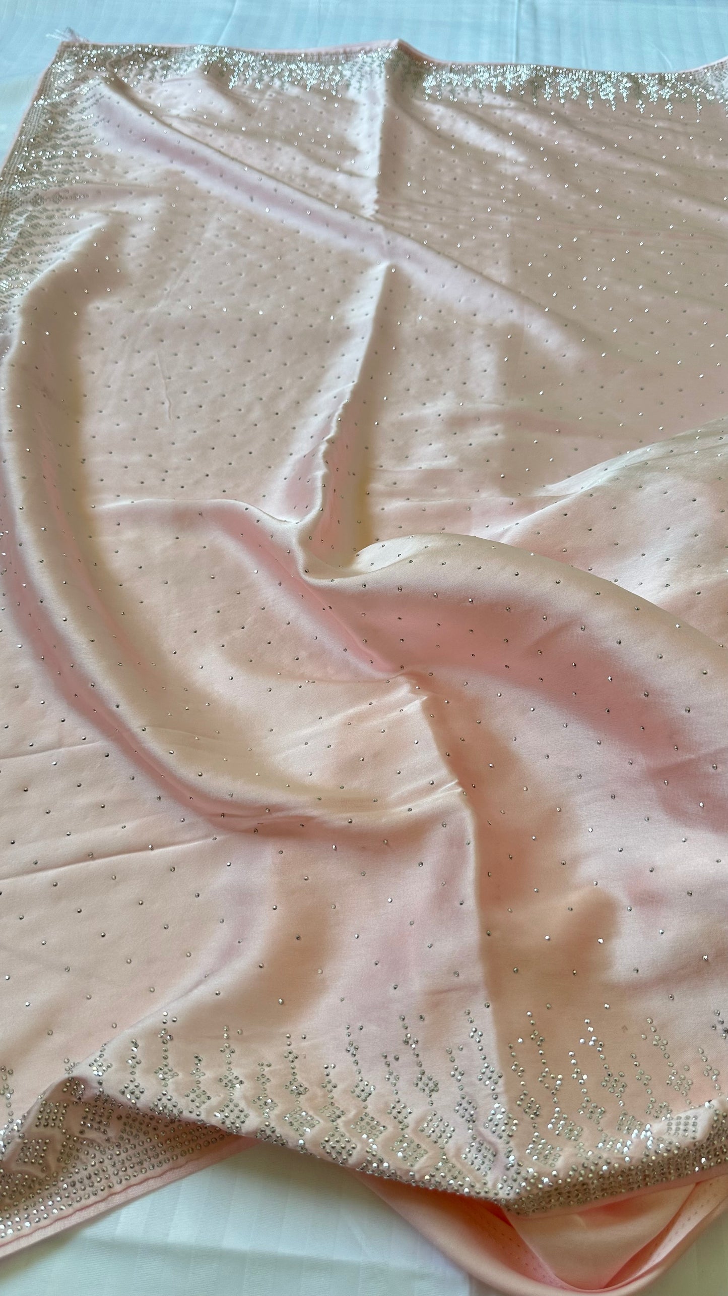 Light Pink Zarkan Satin Saree