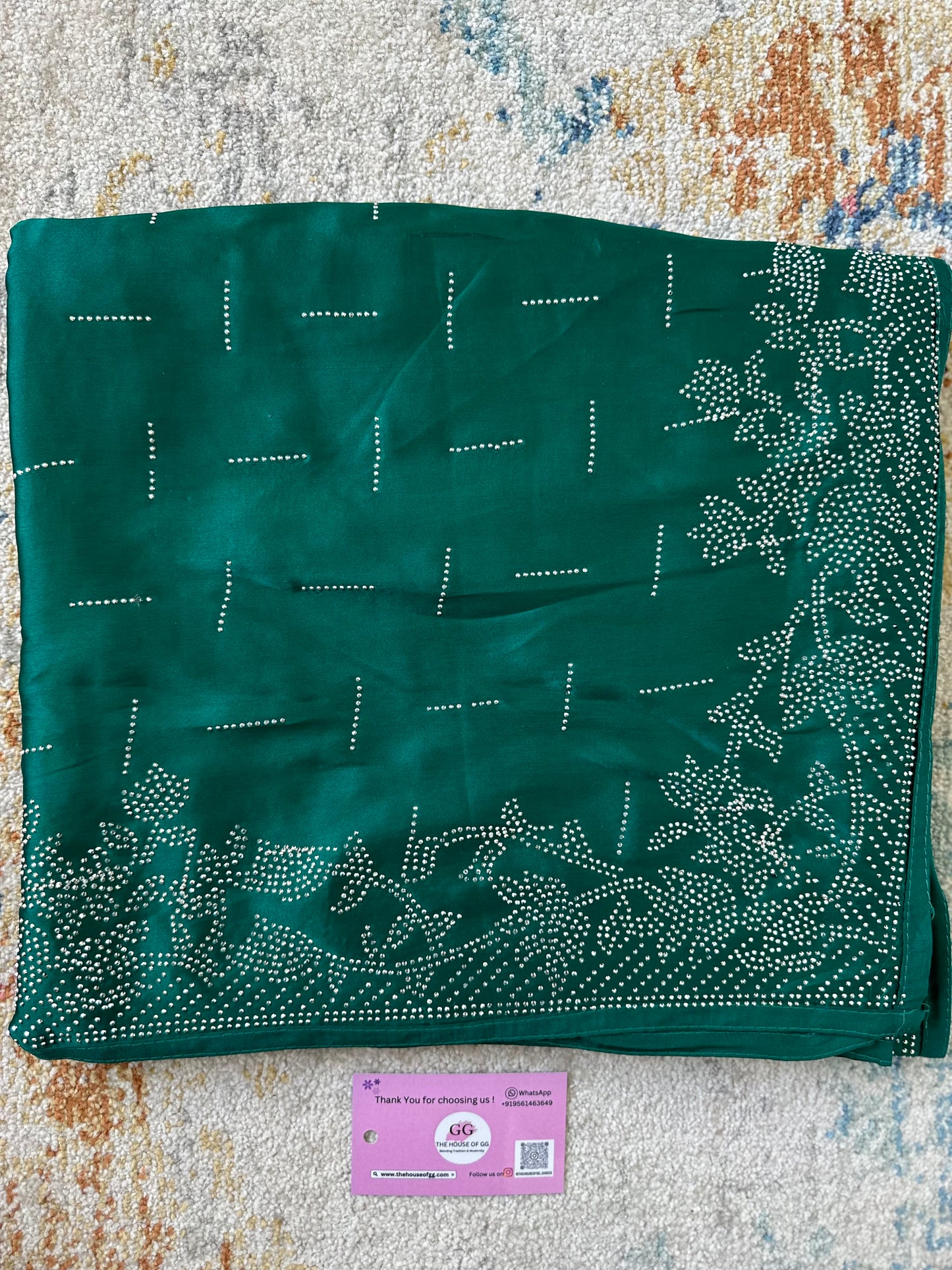 Peacock Green Zarkan Satin Saree