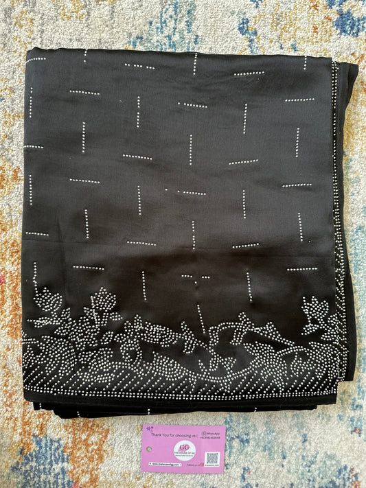 Black Zarkan Satin Saree