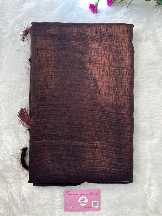 Burgundy Plain Shimmer Saree