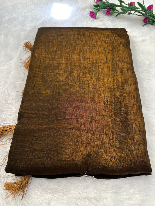Copper Plain Shimmer Saree