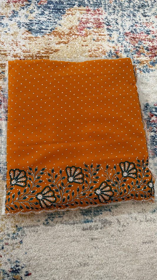 Georgette Glitter Embroidered Saree