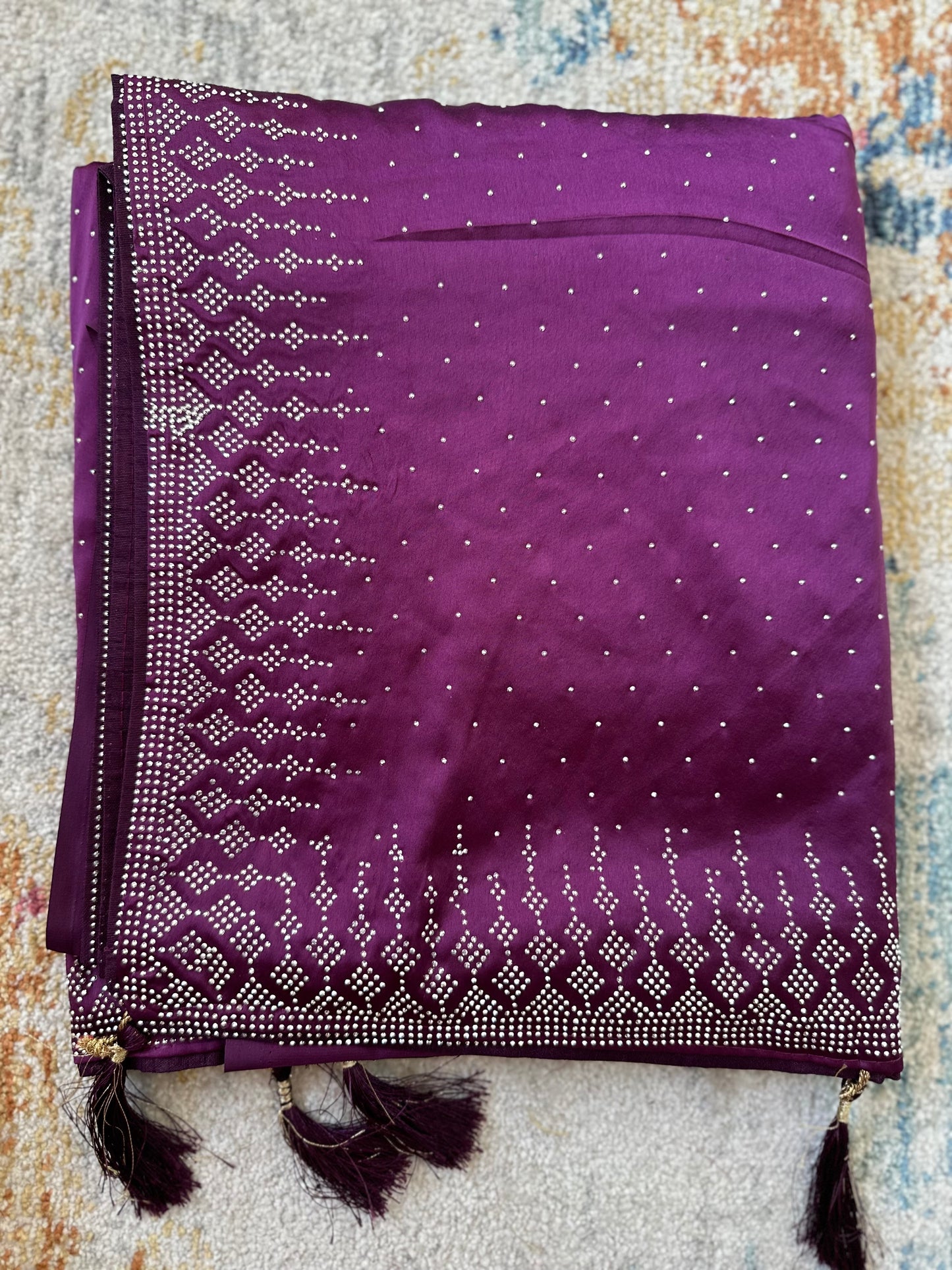 Purple Zarkan Satin Saree