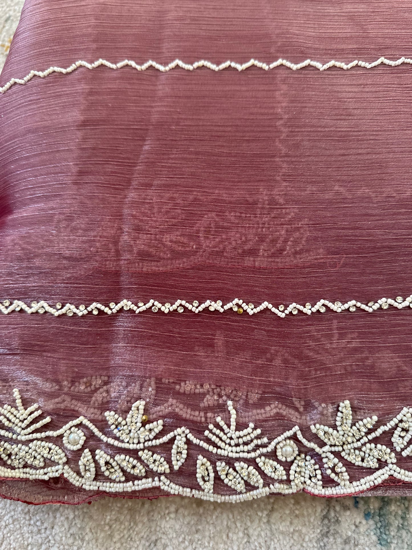 Pearl Handwork Embellished Saree