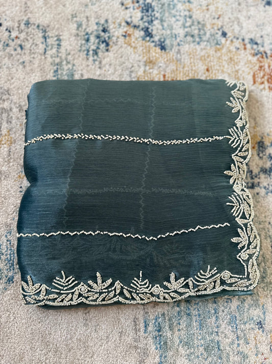 Pearl Handwork Embellished Saree