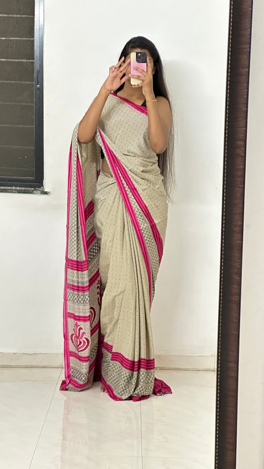 Uniform Crepe Silk Saree