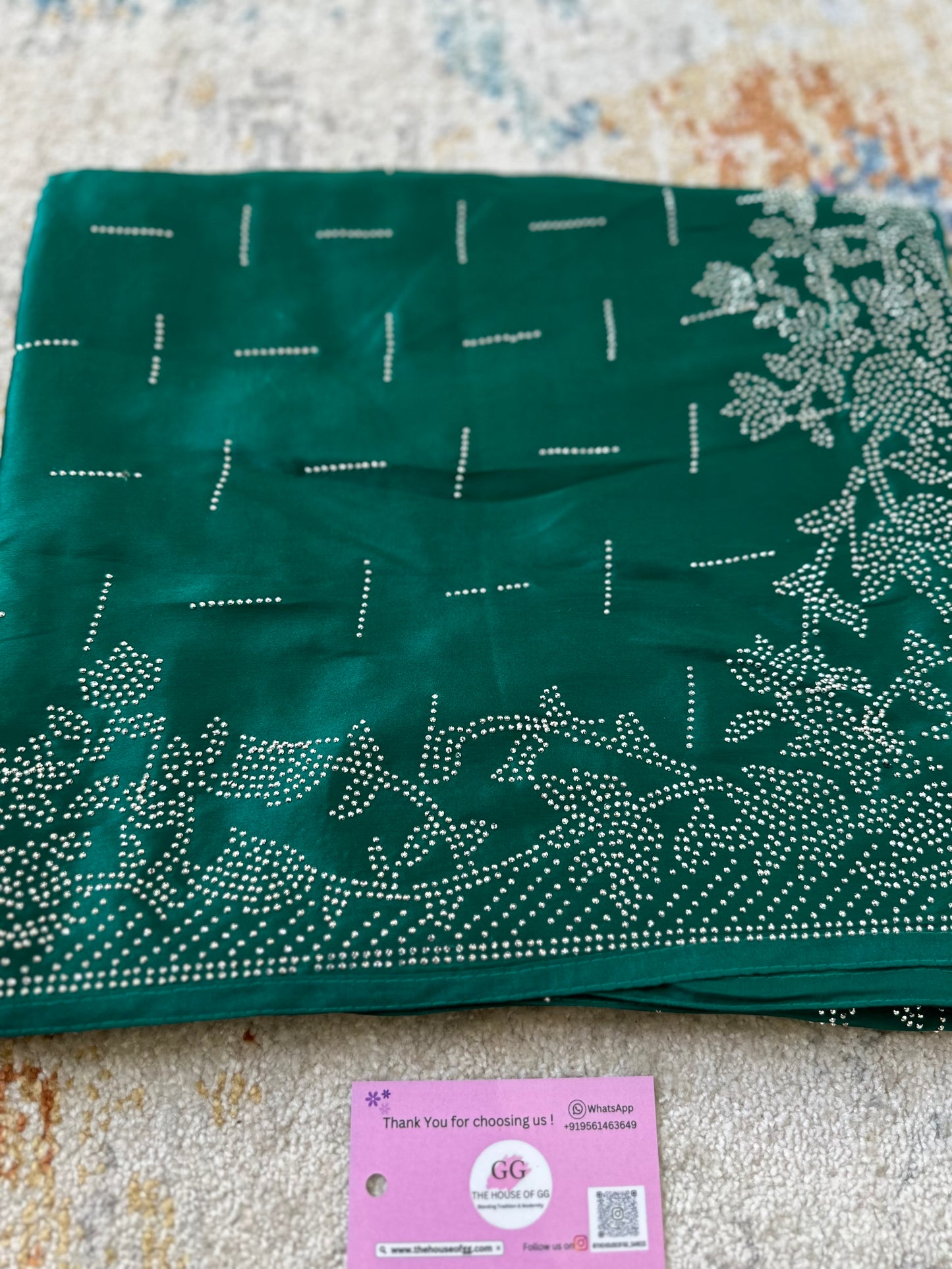 Peacock Green Zarkan Satin Saree