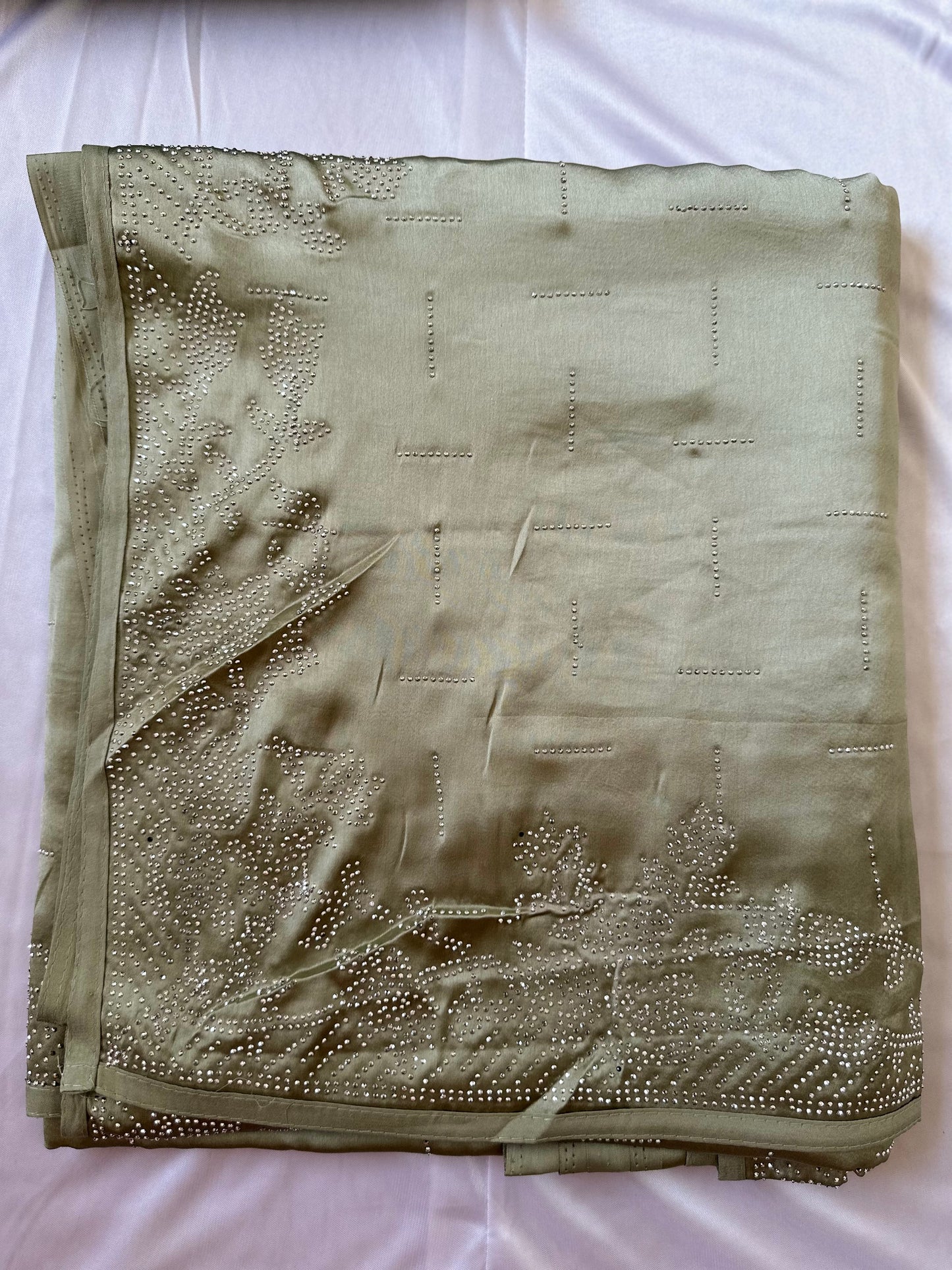 Olive Green Zarkan Satin Saree